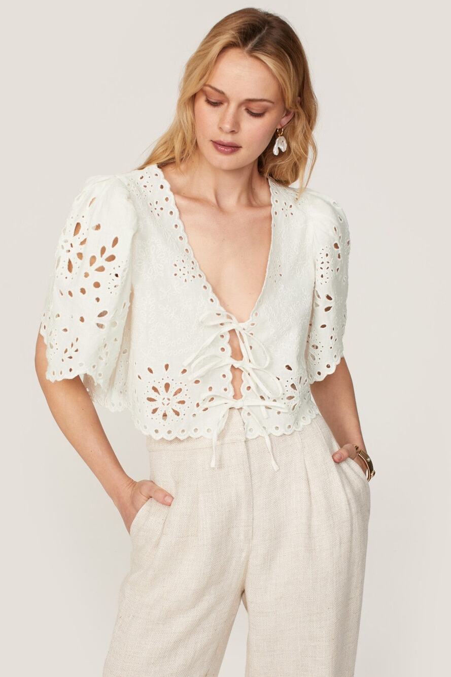 Sea New York Tail Lace Crop Top White size Large MSRP$395